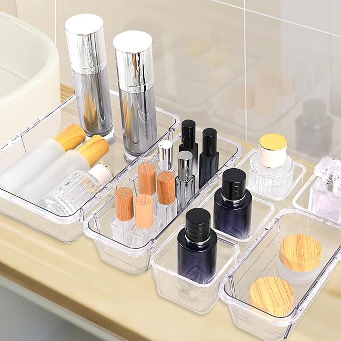 25 Pcs Clear Drawer Organizer, Adjustable Drawer Storage Box