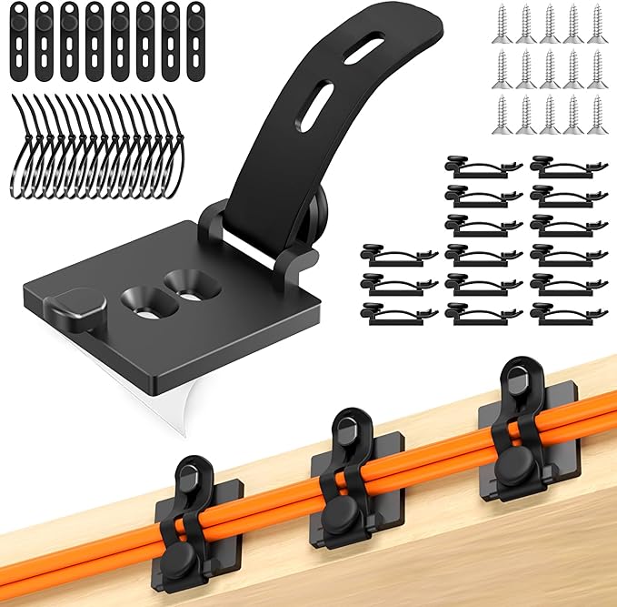 Cable Clips Management Kit, 15 Cable Holder With Silicone Cord Ties
