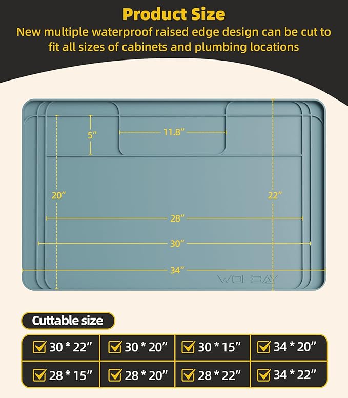 Under Sink Mats for Kitchen Waterproof, Teal