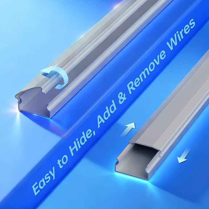 Grey Cord Hider, 85in Cord Covers for 3-4 Wires on Wall, Large Cable Hider