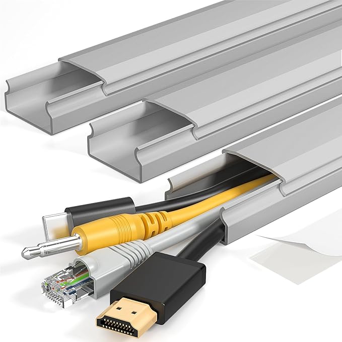 TV Cord Hider, 42In Large Cable Hider Grey, Wire Covers for 4 Cords