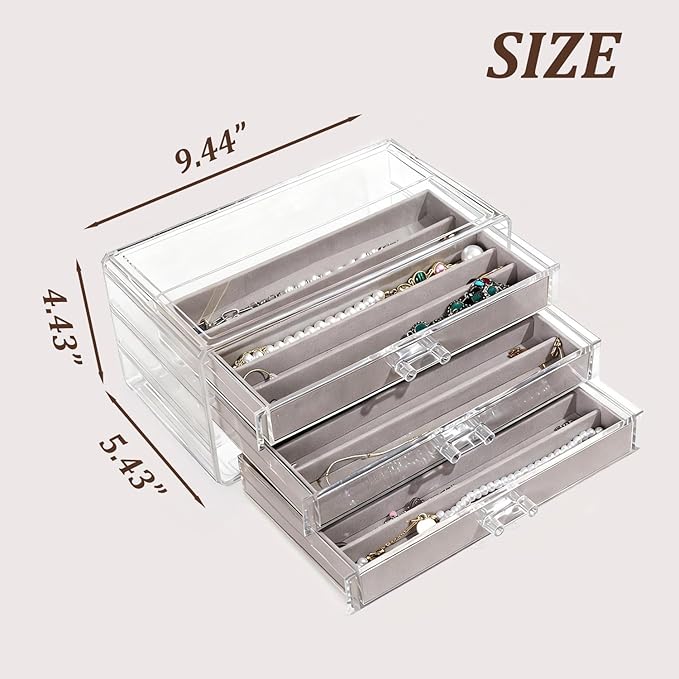 Necklace Organizer Box, Tray with Clear Lid