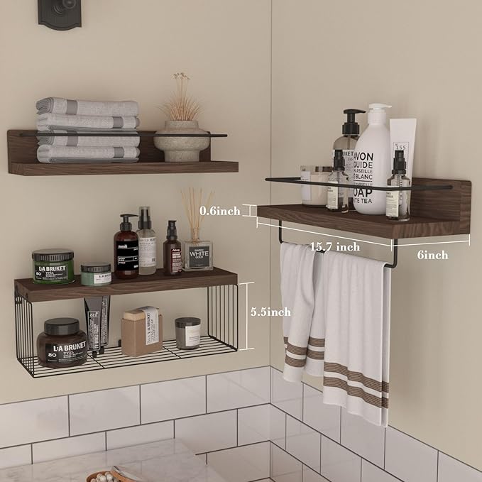 Bathroom Shelves Over Toilet for Wall, Dark Brown