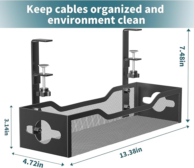 Under Desk Cable Management Tray 2 Pack, No Drill