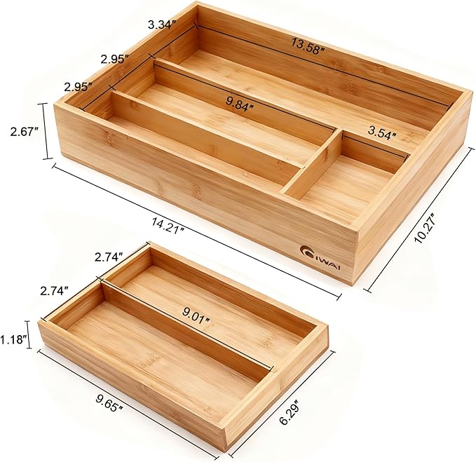 2-Tier Drawer Organizer with Removable Cutlery Tray Kitchen Utensil Silverware