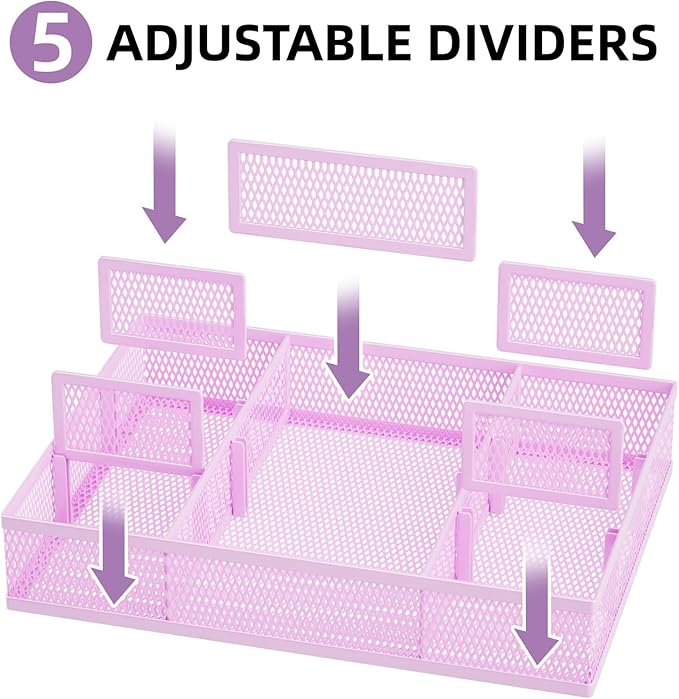 2 Pack Desk Drawer Organizer, Purple
