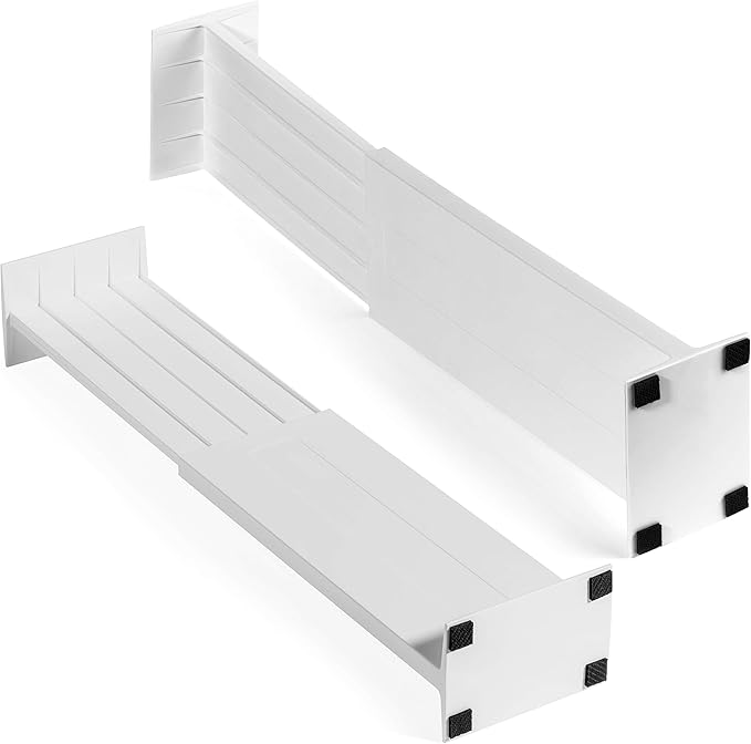 Dial Industries Adjustable Dresser Drawer Clothes Organizer Dividers, Set of 2