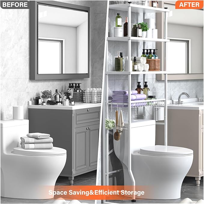 Over the Toilet Storage shelf, 4-Tier Bathroom Organizer Rack