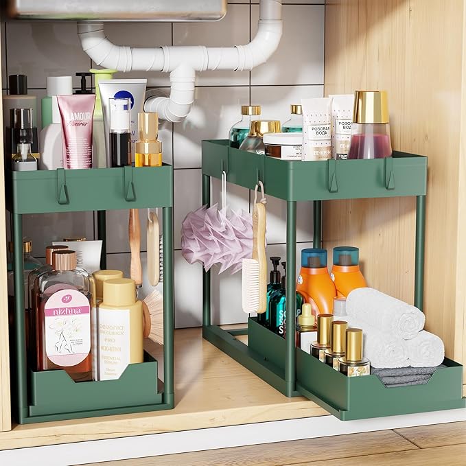 Simple Trending Under Sink Organizer 2 Pack, Green