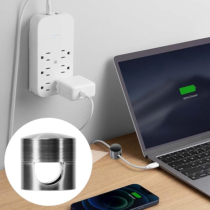 SmallCat 6 Sets Charger Holders for Cords, Black Adjustable Cable Anchor Holders, Adhesive Metal Cord Clips, Cable Management Wire Organizers for Desk, Office, Nightstand