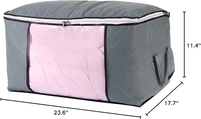 Comforter Storage Bag, 4Pcs Grey Large