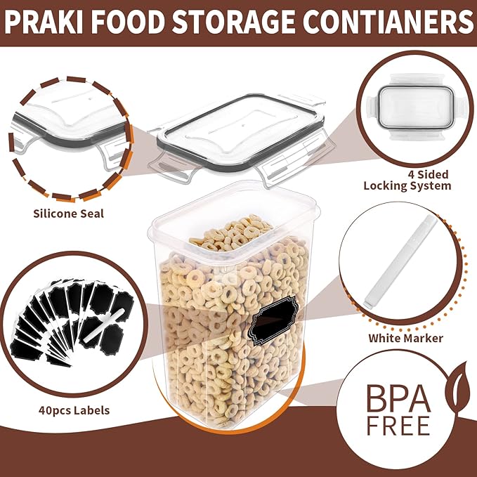 Airtight Food Storage Containers Set with Lids, 24 PCS, Grey