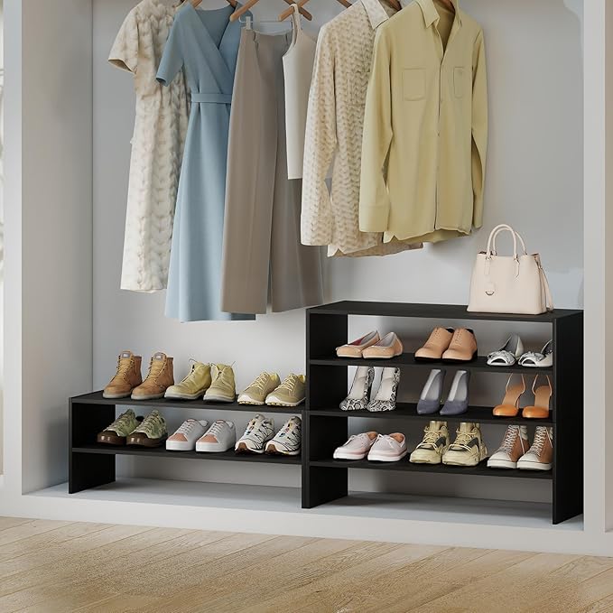 Tangkula 6-Tier Stackble Vertical Shoe Rack, Space Saving Wooden Corner Shoe Storage Shelf for 18 Pairs, 3-in-1 Adjustable White Shoe Organizer for Front Door Entryway