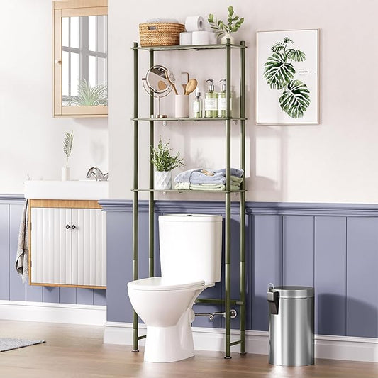 Bamboo Over The Toilet Storage Shelf, 3-Tier Over Toilet Bathroom Organizer Rack