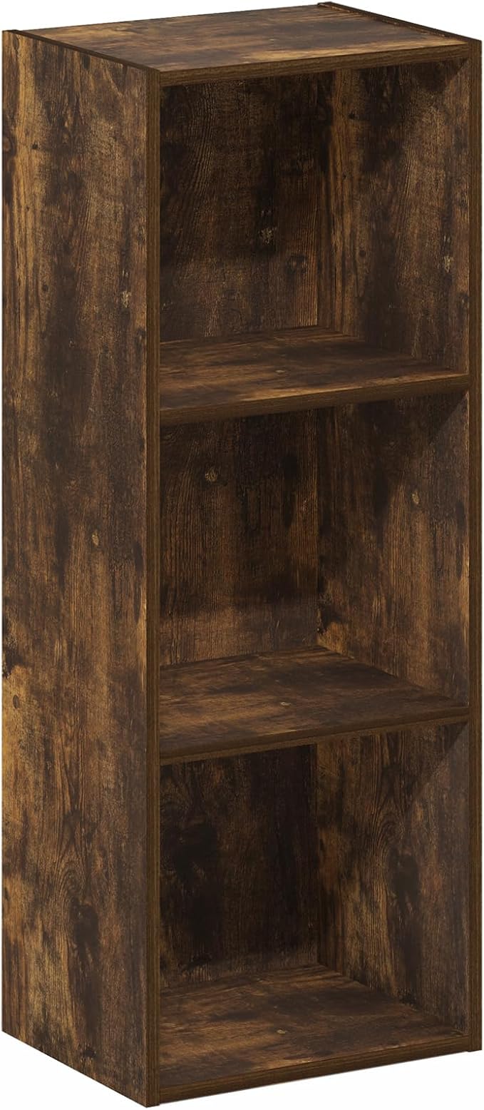Furinno LUDER Book Shelf, 3-Cube Bookshelf, Amber Pine