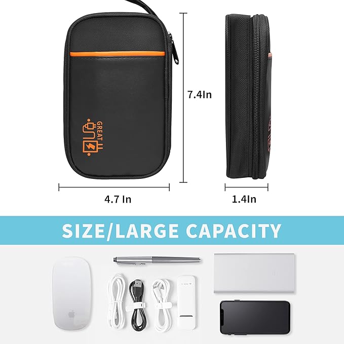 Lcsmaokin Electronics Travel Organizer,Portable Waterproof Electronic Travel Storage Bag for Small Charging Cord Storage,Charger,Small Electronics,SD Card etc,for Travel,Business -Black