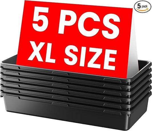 X-Large Size 5 Pcs Tool Box Organizer Tray Divider Single Size Black Plastic