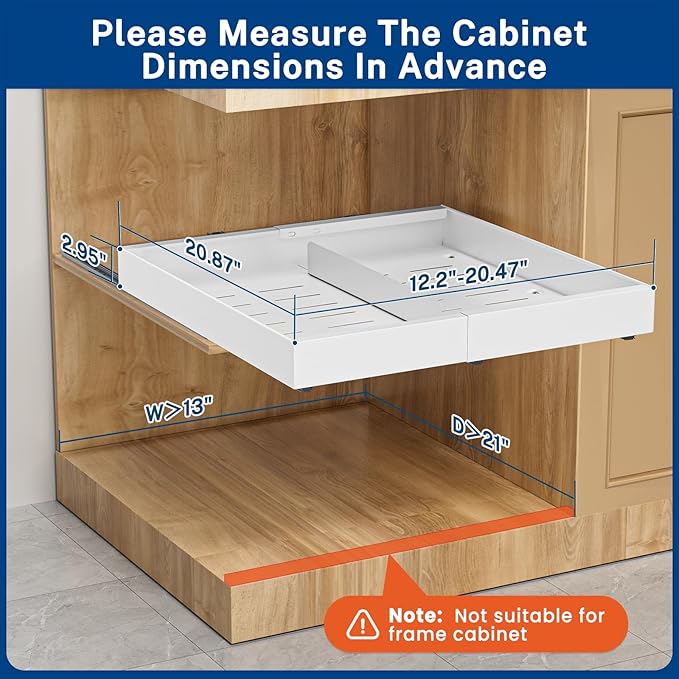 Pull Out Cabinet Organizer Expandable Width(12.2"-20.47") & 21"Deep