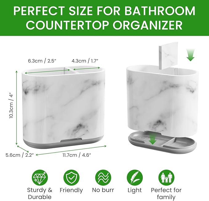 Toothbrush Holders, 2 Slots Tooth Brush Holder for Bathrooms