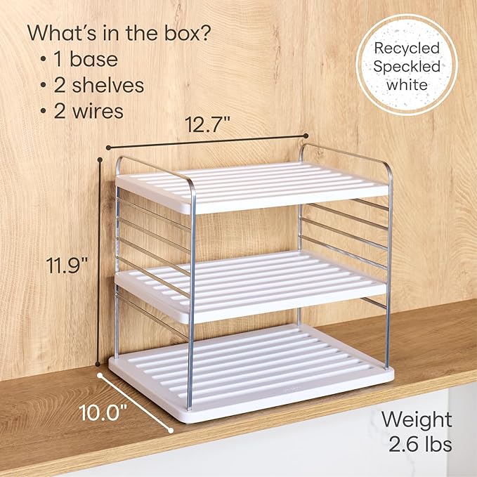 YouCopia UpSpace Cabinet Box Organizer, Adjustable Kitchen Pantry Shelf for Plastic Wrap and Foil Storage, Large Premium Edition