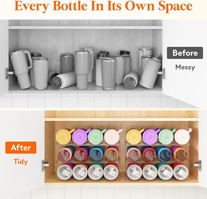 Stackable Bottle Storage Organizer, 3Tier Hold 12