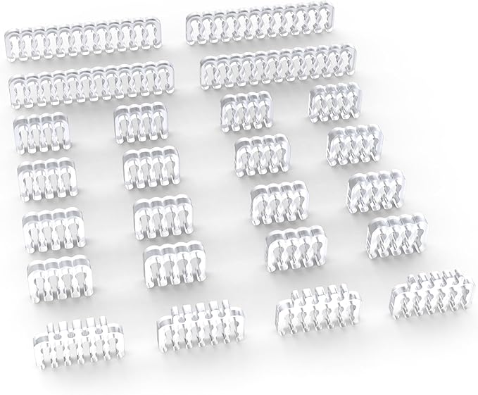 Sirlyr PC Cable Comb,PSU Cables Combs kit for Extension Cable Management 24 PCS Set 12vhpwr Cable x 4,24 pin x 4,8 pin x 16,3 mm/0.11In up to 3.5 mm/0.13 in Wire Gauge Transparent