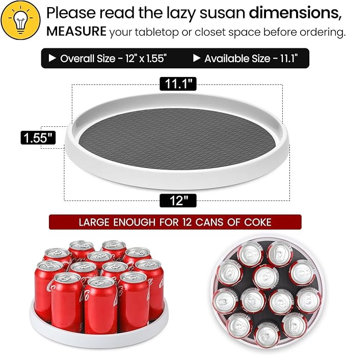 12-Inch Non-Skid Turntable Lazy Susan Organizer [4 Pack]