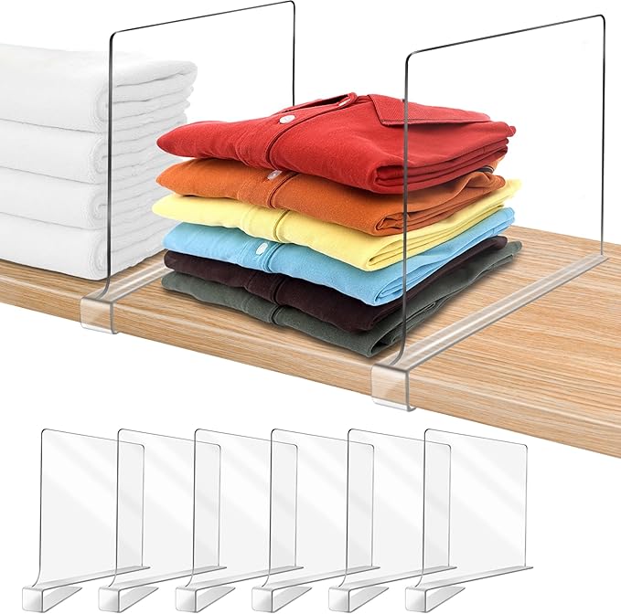 12 Inches [Extra Tall Version] Clear Shelf Dividers for Closet Organization