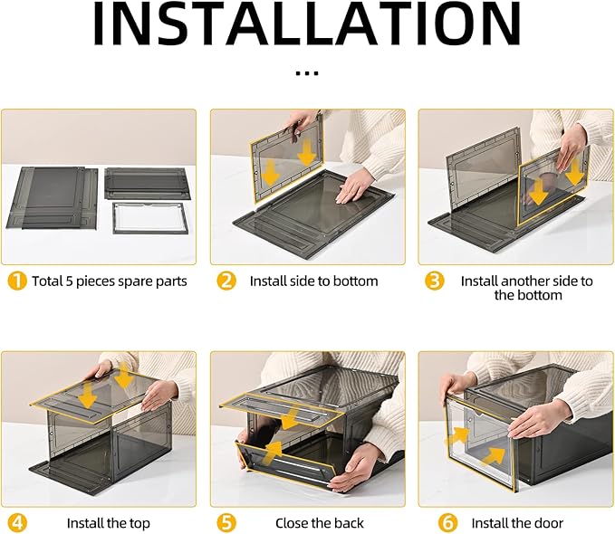KEFA 8 Pack US 15 XXL Clear Shoe Storage Boxes Stackable, Shoe Organizer Clear Plastic Shoe Boxes