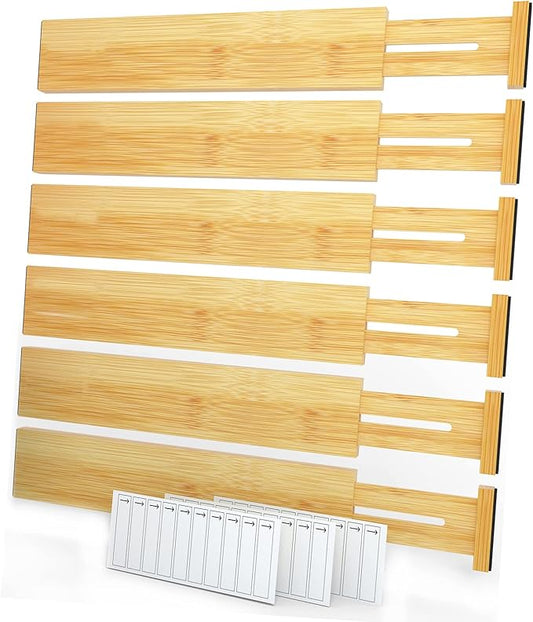 Bamboo Drawer Dividers (Need 2.35" Deep Drawer) Kitchen Adjustable Drawer