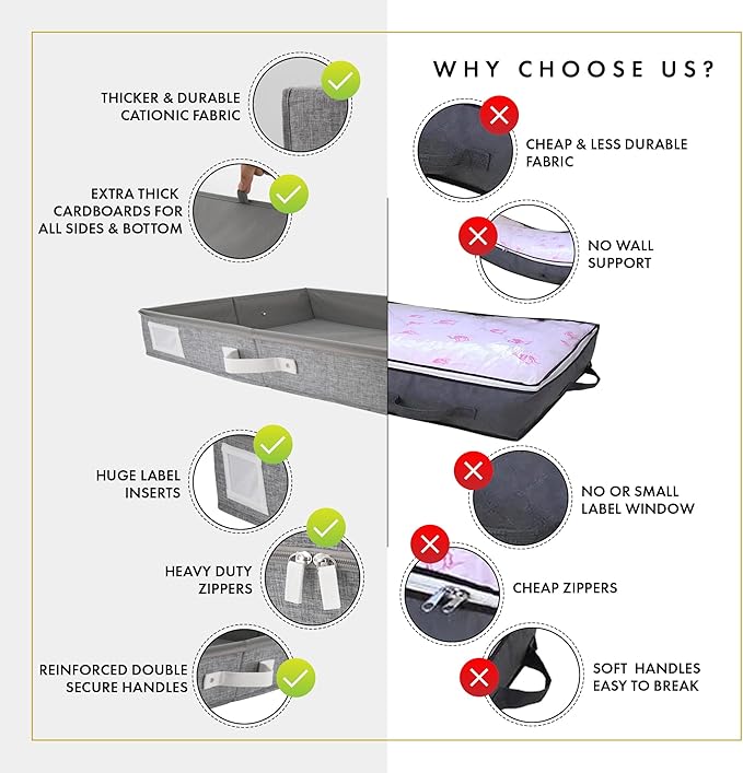 THEORY 2pc Low Profile Under Bed Storage Containers, LightGray