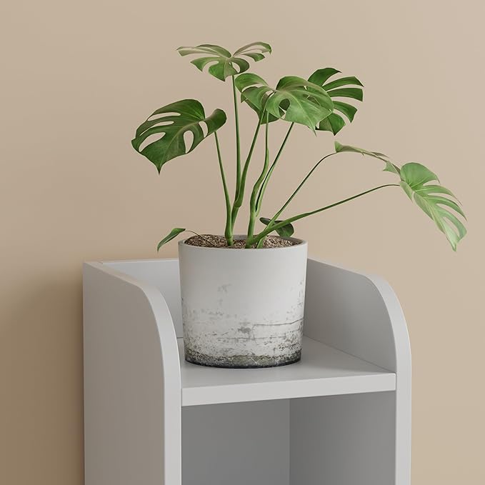 Homhedy Small Bathroom Storage Corner Floor Cabinet with Door and Shelves, Beside The Toilet Paper Stand for Skinny, Narrow Toilet Paper Cabinet, 7.9" D x 7.1" W x 31" H, White