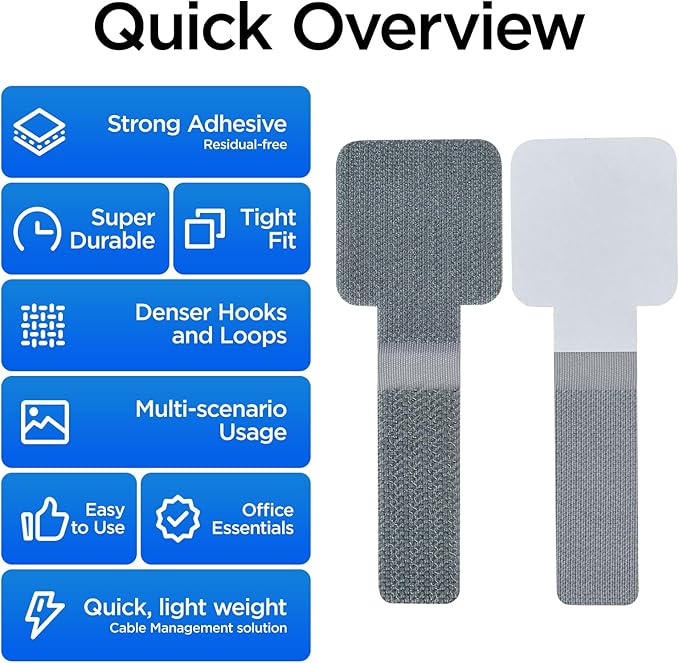 Cable Management Under Desk Cord Organizer Wire Computer Hider Clips Table Tray Straps Electrical Holder Escritorio in Wall (Gray 30PCS)