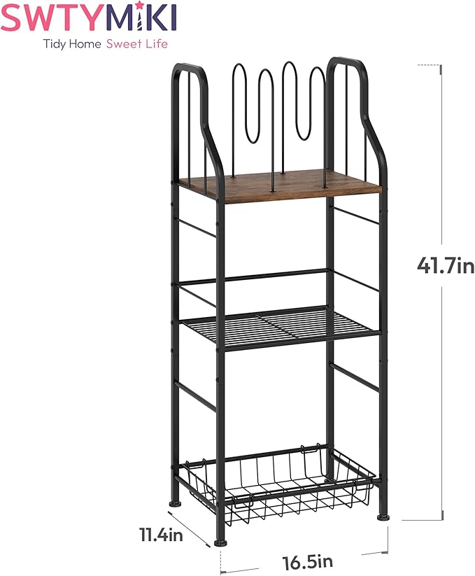 SWTYMIKI Free Standing Towel Rack - 3 Tier M-Shaped Detachable Dividers Towel Shelf for Bathroom, Durable Metal Pool Towel Holder, Modern Space-Saving Bath Towel Storage Organizer