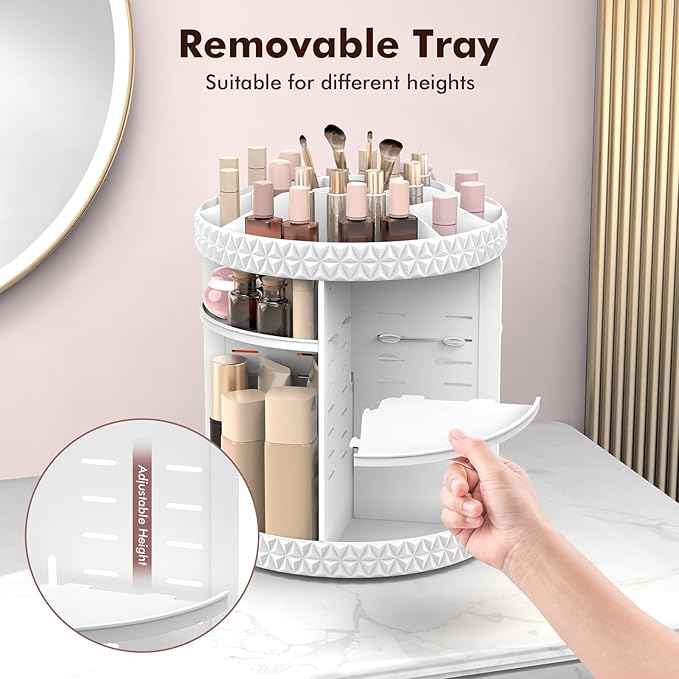 Rotating Makeup Organizer, Adjustable Vanity Organizer
