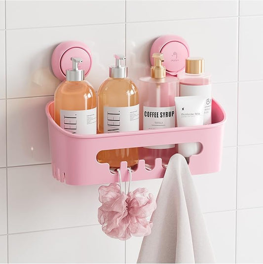 Shower Caddy Suction Cup, Heavy Duty Bathroom Organizer, Pink