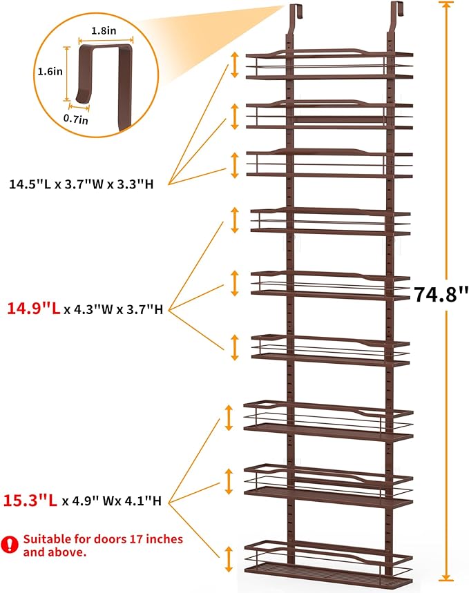 Bronze 9-Tier Over The Door Pantry Organizer, Pantry Organization And Storage