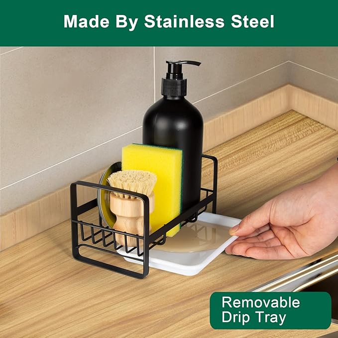Sponge Holder for Kitchen Sink- Stainless Steel Kitchen Sink Caddy