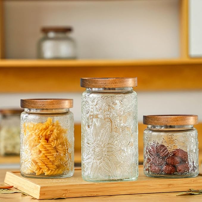 Adodeen 24oz Vintage Glass Jar With Lid, Glass Storage Containers
