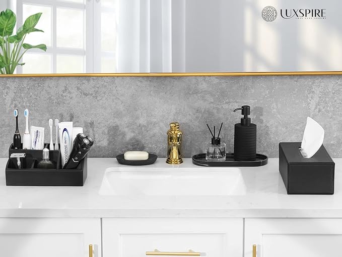 Bathroom Counter Organizer, Toothbrush Holder for Bathroom 5 Slot, Matte Black