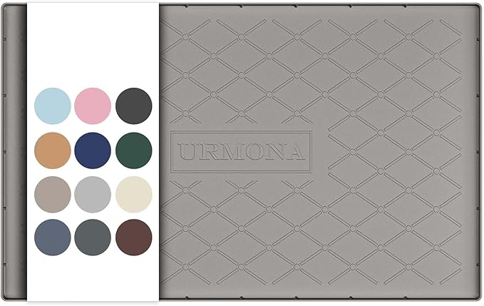 URMONA 34" x 22" Waterproof Silicone Mat in Multiple Sizes & Colors, Under Sink Mat for Kitchen & Bathroom, Pet Food Pad for Dogs & Cats, Kitchen Cabinet Liner, Multi-Purpose for Storage(Beige)