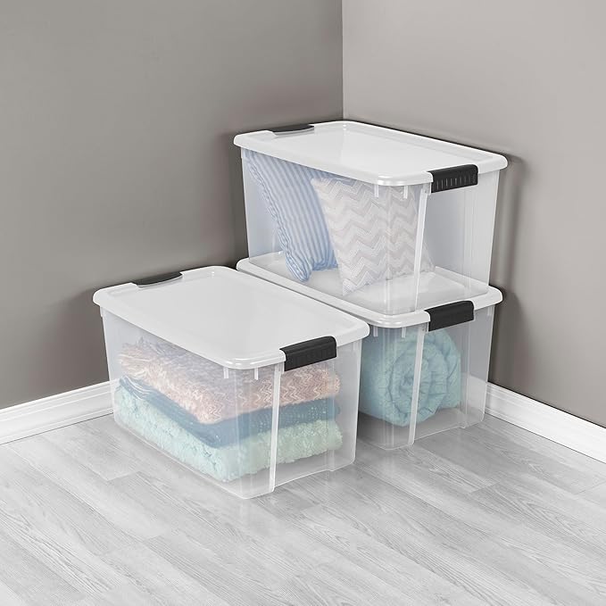 20-Pack Ultra Latching Box, Storage Bins with Lids, Clear Plastic, 70 Quart