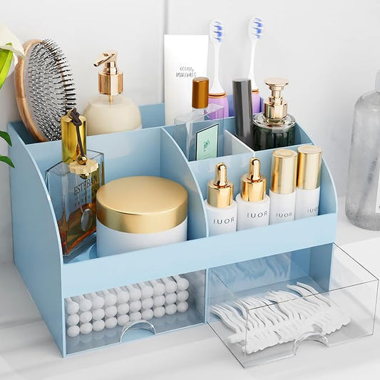 Makeup Organizer with Drawers, Blue