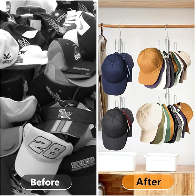 Hat Hangers for Closet, 1 Pack Stainless Steel Hat Organizer, Silvery