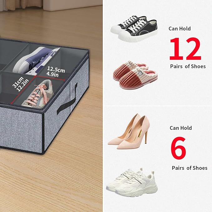 Large Under Bed Shoe Organizer (6 to 12 Pairs x 2)
