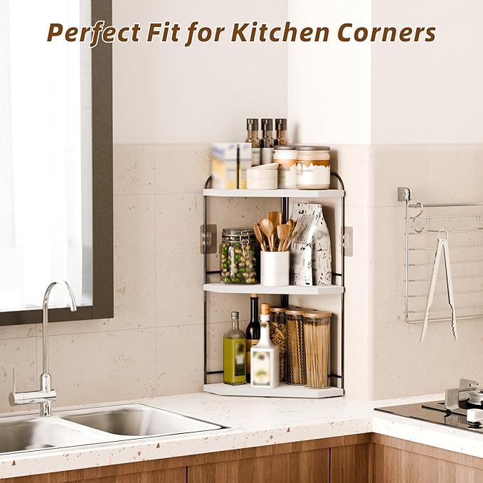 Corner Bathroom Counter Organizer, White
