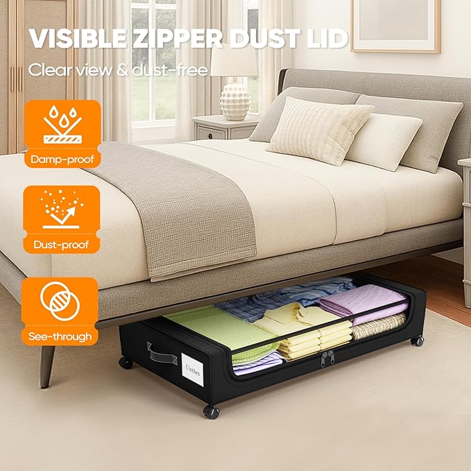 Camkey® Under Bed Storage with 360° Wheels, 2-Pack