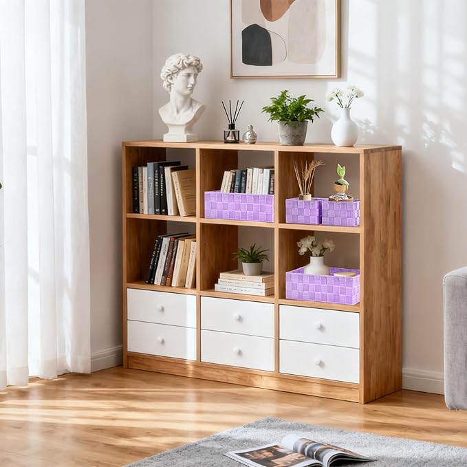 Woven Storage Baskets for Organizing, Purple