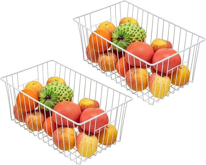 Wire Storage Baskets, Upright Freezer Organizer Bins, 3 Pack Freezer Baskets