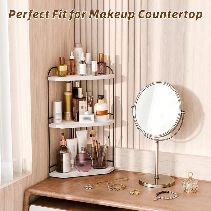 Corner Bathroom Counter Organizer, White